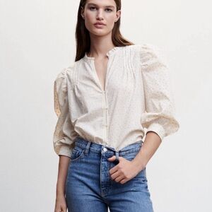 Mango puffed sleeves floral shirt